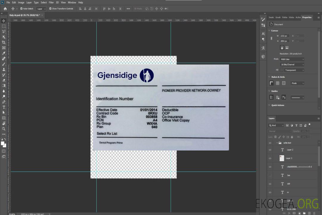 Carte d'assurance maladie de Lituanie template